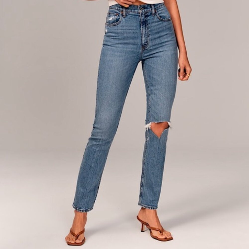 Abercrombie & Fitch Curve Love 90s Slim Straight Ultra High Rise Jeans 25 / 0